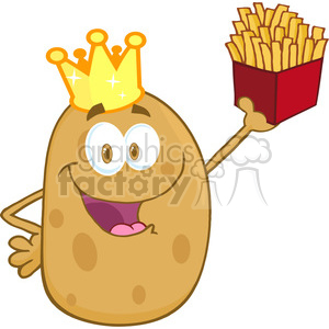 5182-Potato-With-Crown-Holding-Up-A-French-Fries-Royalty-Free-RF-Clipart-Image