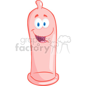 A humorous cartoon condom character with a happy expression.