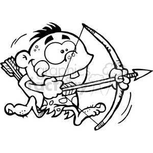   Cave Boy Running With Bow And Arrow 