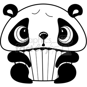 This clipart image features a cute and sad panda with its body resembling a cupcake.