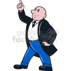 bald man pointing up