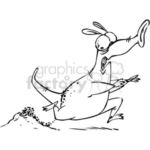   cartoon anteater running from ants black and white 