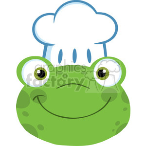   The image is a cartoon representation of a frog with a chef