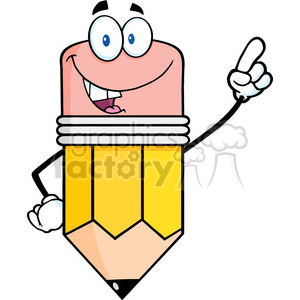5914 Royalty Free Clip Art Smiling Pencil Cartoon Character Pointing ...