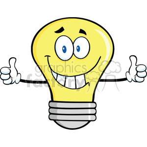 6145 Royalty Free Clip Art Smiling Light Bulb Cartoon Character Giving A Double Thumbs Up