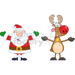 6666 Royalty Free Clip Art Happy Santa Claus And Rudolph Reindeer