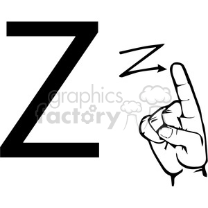   ASL sign language Z clipart illustration worksheet 