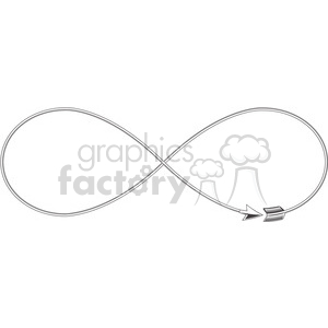 This image features a black and white clipart of an infinity loop symbol, formed by a continuous line with an arrow at one end, symbolizing continuous motion or an infinite loop.