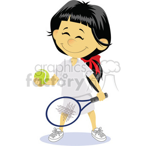 cartoon girl tennis player clip art image