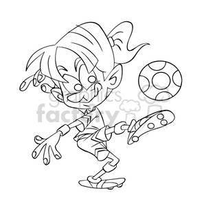   black and white image of female kid playing soccer futbol femenino negro 