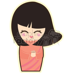   Geisha Tea cartoon character illustration 