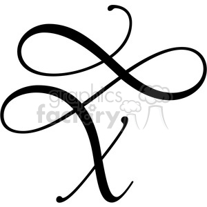   The clipart image shows a monogram letter "x". The letter is stylized with a decorative font 
