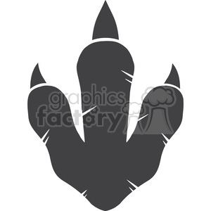 The image is a simple black and white clipart of a raptor's paw print. The print features three clawed toes pointing upwards and a smaller back part that might indicate a heel or rear part of the paw.