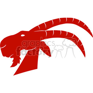 The clipart image features a stylized red silhouette of a ram or goat with prominent curved horns.