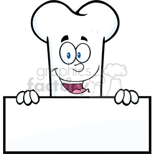   The clipart image features an anthropomorphic humorous representation of a bone, which is commonly referred to as a funny bone, peeking over an empty horizontal banner or sign. The bone has a cartoonish face with big, blue eyes and a happy expression. It is holding the sign with its hands at the corners. 