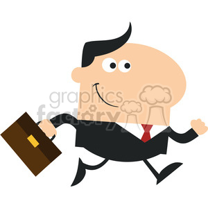 8267 Royalty Free RF Clipart Illustration Smiling Manager With Briefcase Running To Work Modern Flat Design Vector Illustration