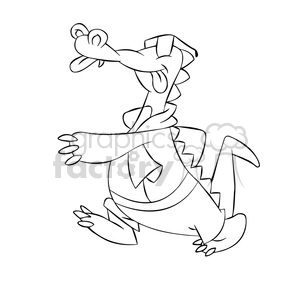 kranky the cartoon crocodile going swimming black white