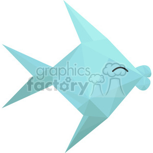 Illustration of a geometrically-styled, light blue fish with a triangle pattern and a simple, curved line representing its eye.