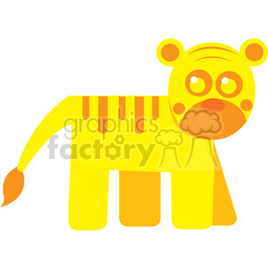 The clipart image features a stylized, cartoon-like representation of an animal with a yellow body, orange spots and stripes, and a friendly face. It appears to be a simplified and colorful version of a lion or a similar big cat, designed in a way that makes it appealing for children.
