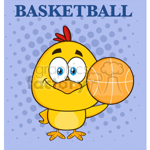 Cartoon Chicken Playing Basketball