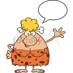 Funny Cartoon Cavewoman with Speech Bubble