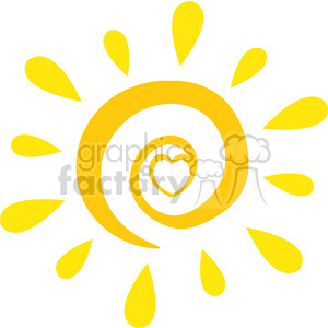 royalty free rf clipart illustration abstract sun with heart simple design vector illustration isolated on white background