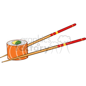 9403 illustration sushi roll with chopsticks vector illustration isolated on white