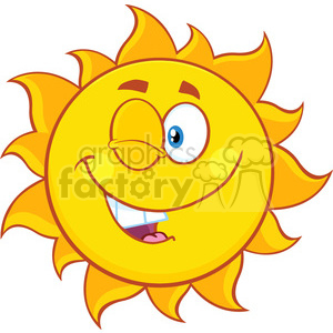 winking sun cartoon mascot character vector illustration isolated on white background