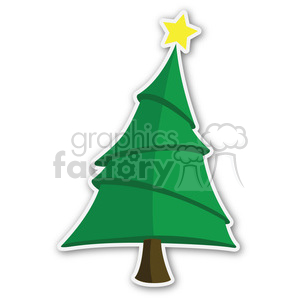 A colorful clipart image of a Christmas tree with a yellow star on top, perfect for holiday stickers and decorations.