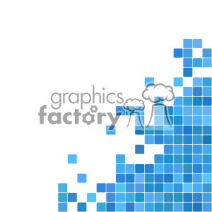 A clipart image of blue abstract pixel squares arranged in a pattern on a white background.