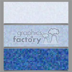 This clipart image features three horizontal rectangular banners with mosaic patterns in varying shades of blue. The patterns range from light and pastel hues in the top banner, to medium tones in the middle banner, and darker blue shades in the bottom banner.