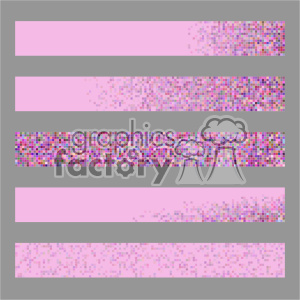 This clipart image contains five horizontal pink bars featuring a mosaic pattern of multicolored squares. The bars are positioned on a gray background, and the mosaic patterns vary in density and distribution within each bar.