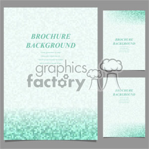 Clipart image featuring a brochure background design with a pixelated green and white gradient. The image showcases three different sizes and orientations of the brochure background.