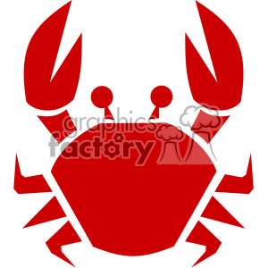 A stylized, red clipart image of a crab with prominent claws.