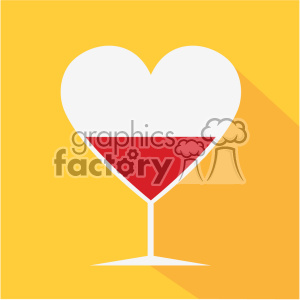 heart shaped glasses with wine vector art flat design