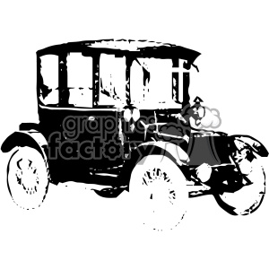 Black and white clipart image of an antique car.