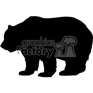 A silhouette of a bear in black with a side profile view.