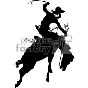 A silhouette of a cowboy riding a bucking horse, capturing a dynamic action scene common in rodeo and western themes.