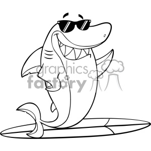 Cool Shark Cartoon Mascot on Surfboard