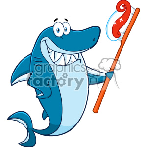 Cartoon Shark with Toothbrush and Toothpaste