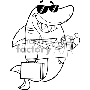   The image displays a cartoon character of a shark. The shark is depicted in a stylized and anthropomorphic manner, meaning it has been given human qualities. It