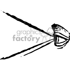 Black and white clipart of a drumstick with chicken meat.