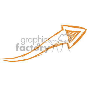 An artistic, orange, sketch-like arrow pointing upwards and to the right with a textured pattern inside the arrowhead.