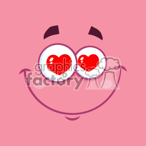 A comical cartoon face with heart-shaped eyes, expressing love.