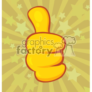 A comical, cartoon-style thumbs-up symbol with a vibrant yellow color and a starry background.