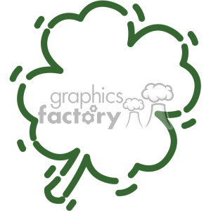 A green outline illustration of a shamrock or clover leaf, commonly associated with St. Patrick's Day.