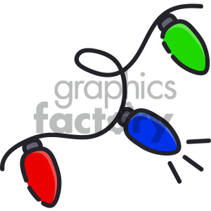 Clipart illustration of colorful Christmas lights with red, green, and blue bulbs.