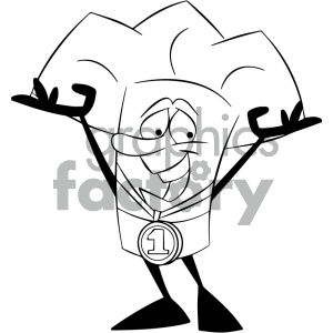   black and white cartoon chef with gold medal 