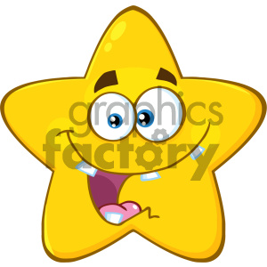 Royalty Free RF Clipart Illustration Crazy Yellow Star Cartoon Emoji Face Character With Expression Vector Illustration Isolated On White Background