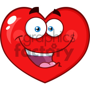 Happy Red Heart Cartoon Emoji Face Character With Expression Vector Illustration Isolated On White Background